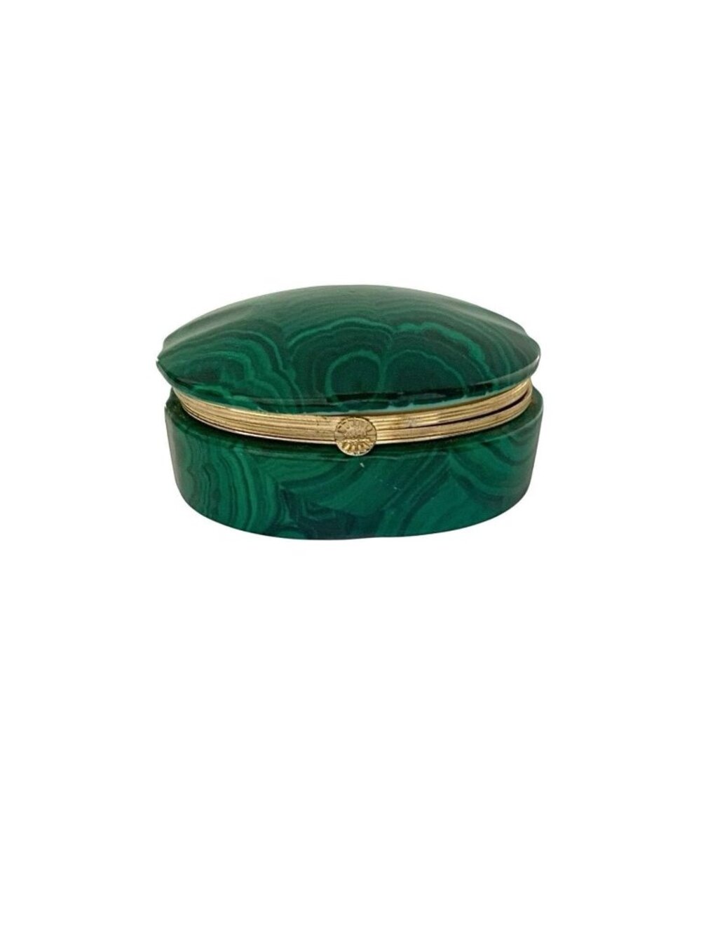 Trinket Box Porcelain in Malachite Design Vintage Hinged Container Gift Decor